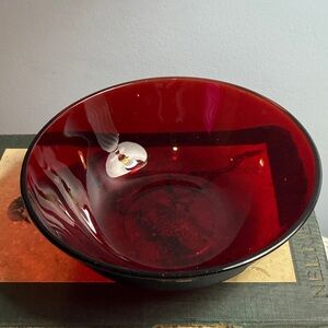 Vintage Elegant Red Glass Bowl